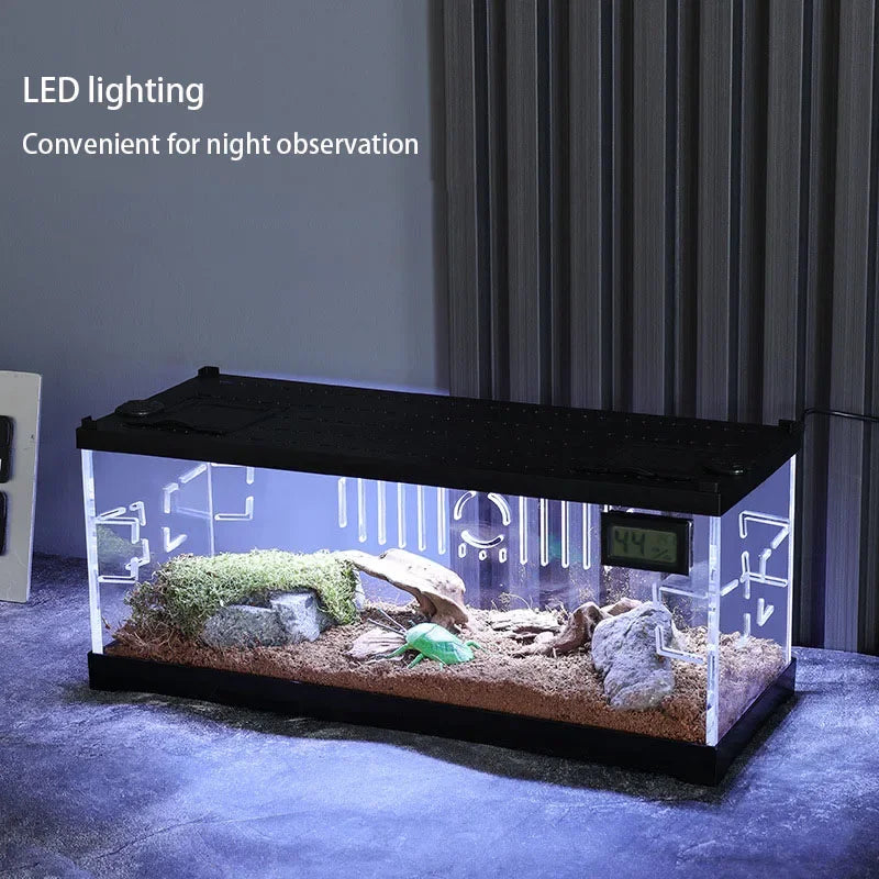 Transparent Reptile Pet Breeding Box Crawling Pet Feeding Box Lizard Silkworm Scorpion Beetle Insect Box Pet House Acrylic Cage