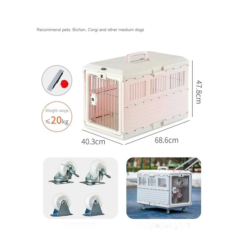 Portable foldable dog cage Oversized breathable pet airline box Car pet cage for traveling Multi-function foldable pet cage