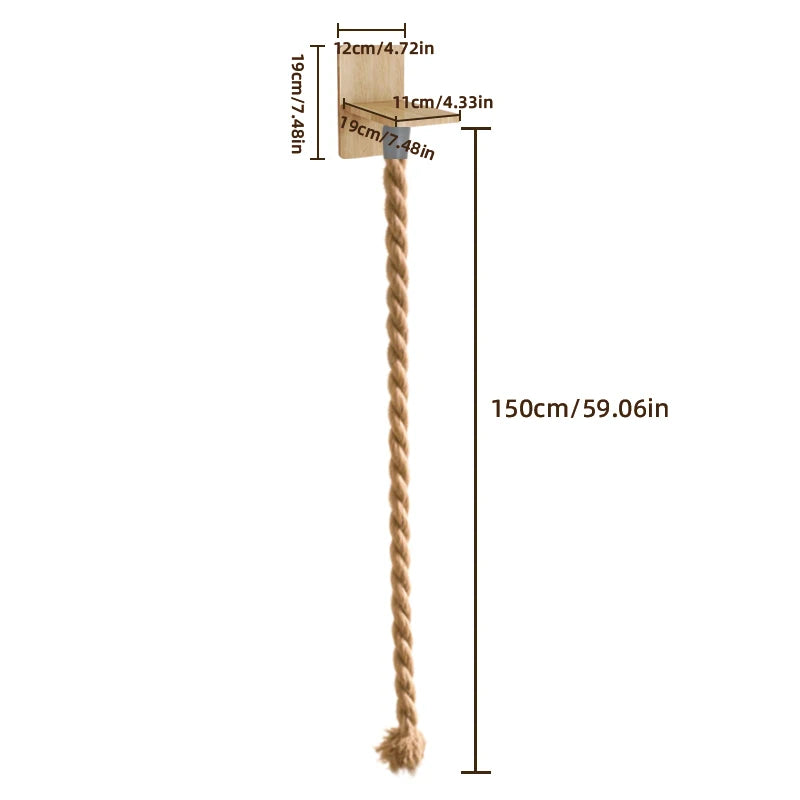 Wall-mounted Cat Scratcher - Thick Jute Rope, Durable Climbing Tower for Indoor Cats. Interactive Cat Toy | Hanging Cat Ladder