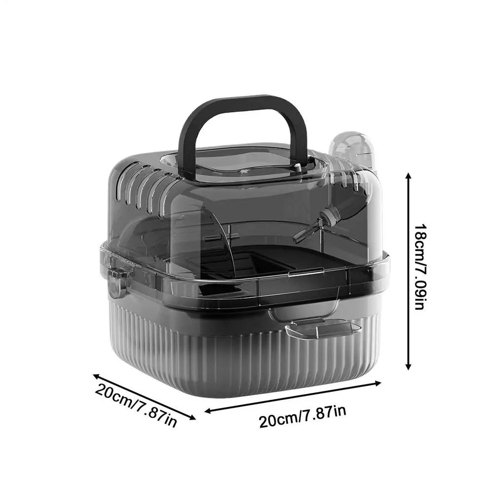 Hamster Travel Carrier Double-Layer Breathable Case Small Hamster Cage With Handle For Guinea Bunny Mice Dwarf Chinchillas
