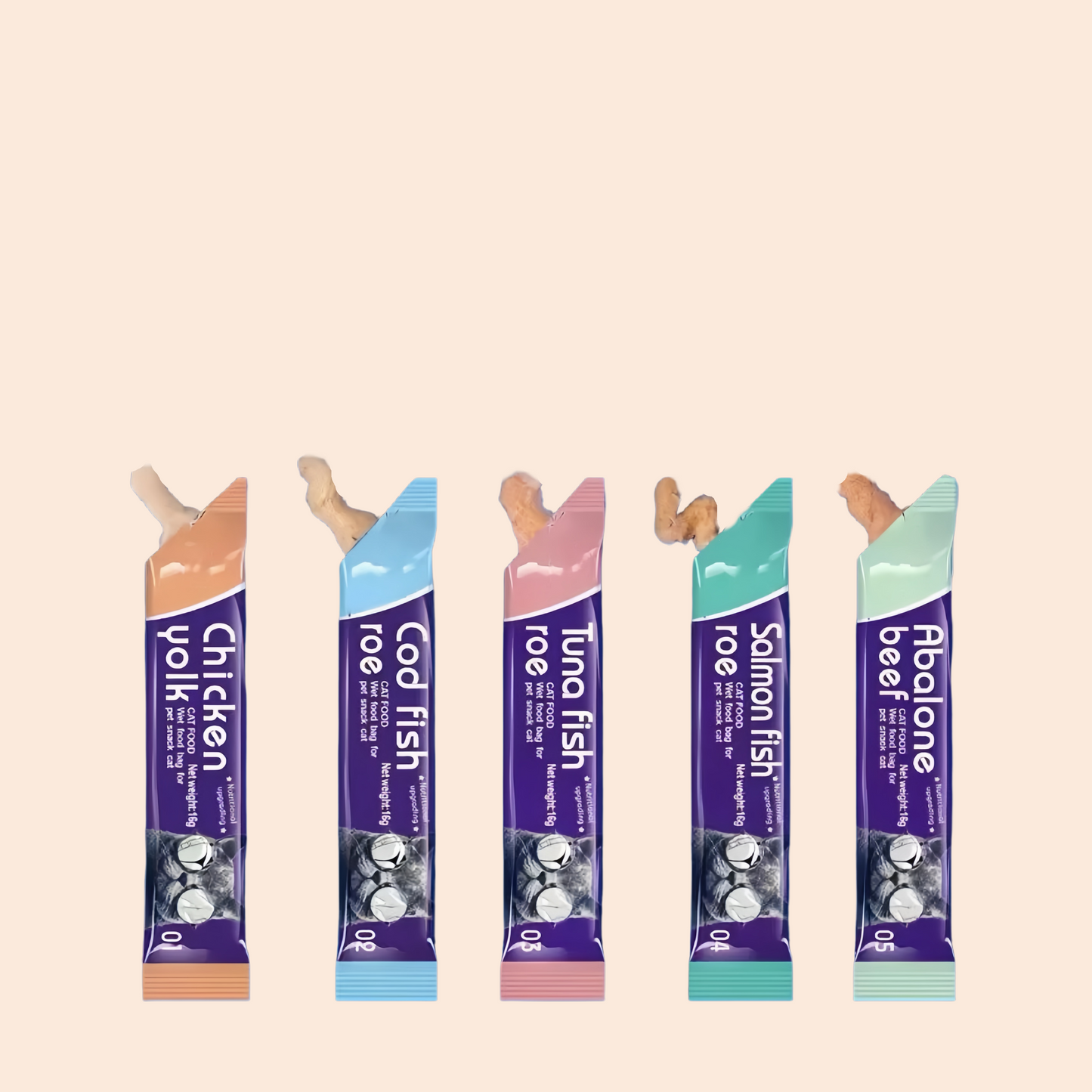 High quality  Mixed Flavor 30 Strips Cat Strips Young Cat Wet Food Pack Nutrition Abalone Tuna Chicken Formula Cat Liquid Snacks