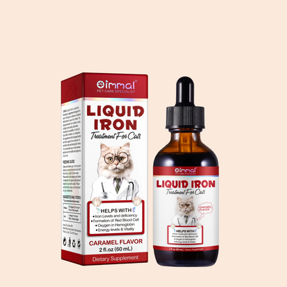 Liquid Iron Caramel Flavor Treatment for Cats Helps with Iron Levels Deficiency Formation of Red Blood Cell Oxygen in Hemoglobin