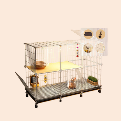 Rabbit Cage with Large Space for Home Use, Large Villa-Style Rabbit Nest with Toilet