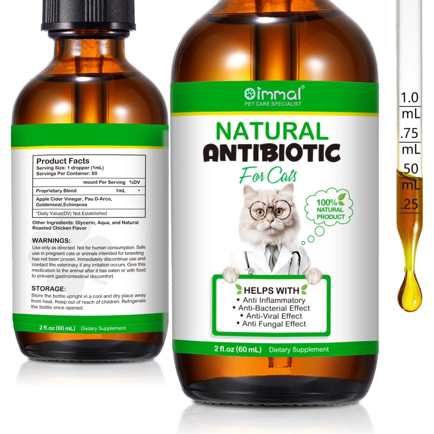 Natural Antibiotic for Cats Helps with Anti Inflammatory Anti-Bacterial Effect Anti-Viral Effect Anti Fungal Effect Supplement