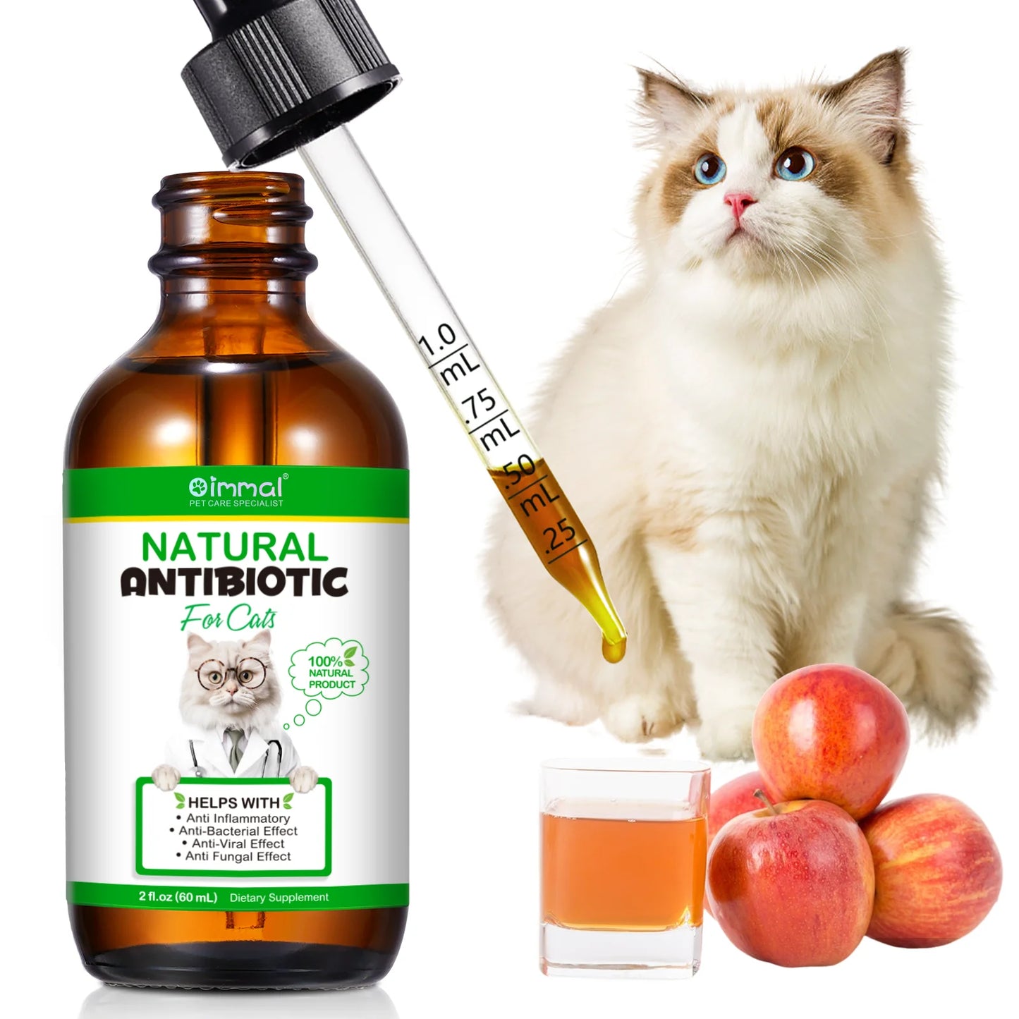Natural Antibiotic for Cats Helps with Anti Inflammatory Anti-Bacterial Effect Anti-Viral Effect Anti Fungal Effect Supplement