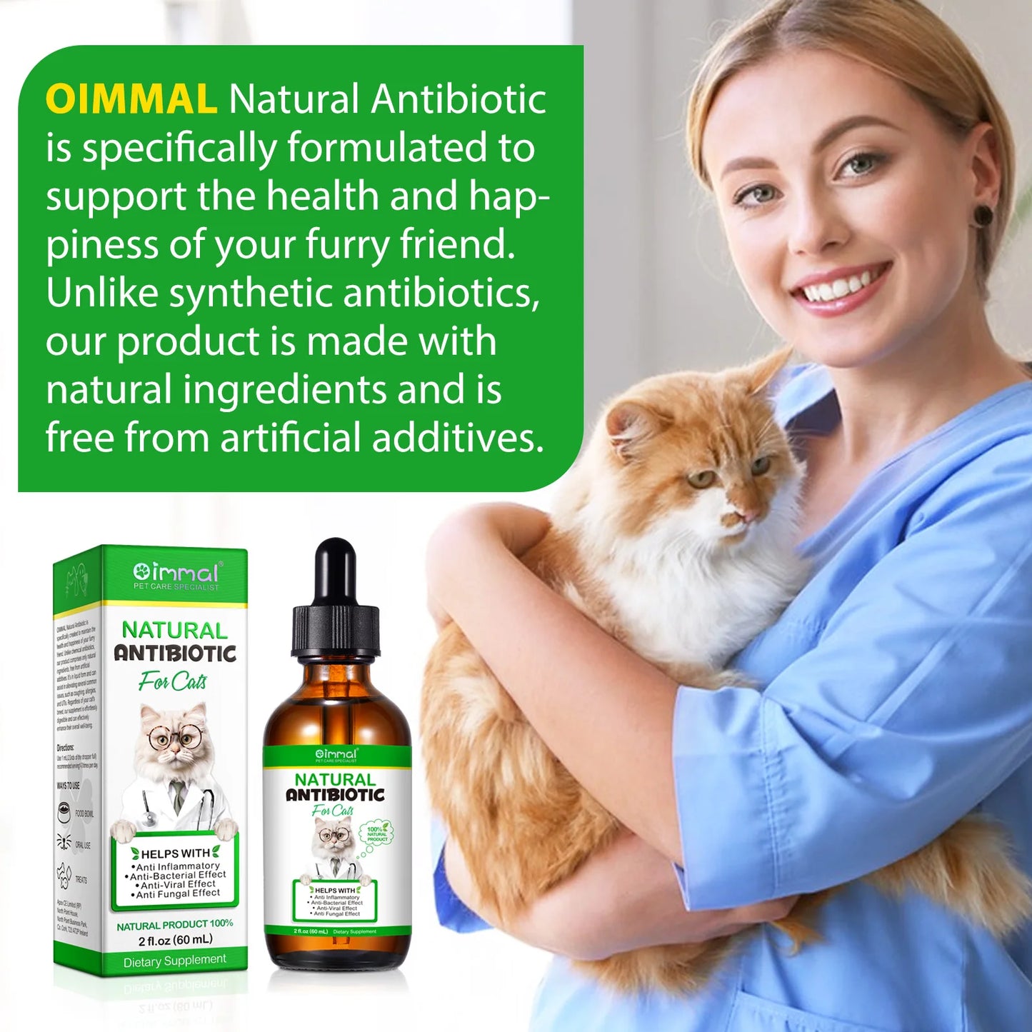 Natural Antibiotic for Cats Helps with Anti Inflammatory Anti-Bacterial Effect Anti-Viral Effect Anti Fungal Effect Supplement