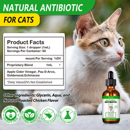 Natural Antibiotic for Cats Helps with Anti Inflammatory Anti-Bacterial Effect Anti-Viral Effect Anti Fungal Effect Supplement