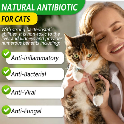 Natural Antibiotic for Cats Helps with Anti Inflammatory Anti-Bacterial Effect Anti-Viral Effect Anti Fungal Effect Supplement