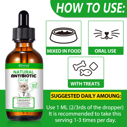 Natural Antibiotic for Cats Helps with Anti Inflammatory Anti-Bacterial Effect Anti-Viral Effect Anti Fungal Effect Supplement