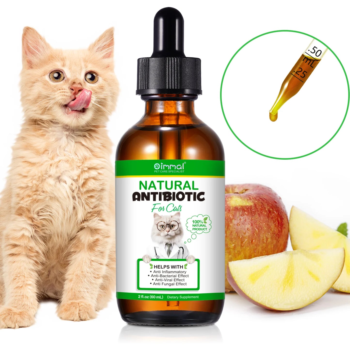 Natural Antibiotic for Cats Helps with Anti Inflammatory Anti-Bacterial Effect Anti-Viral Effect Anti Fungal Effect Supplement