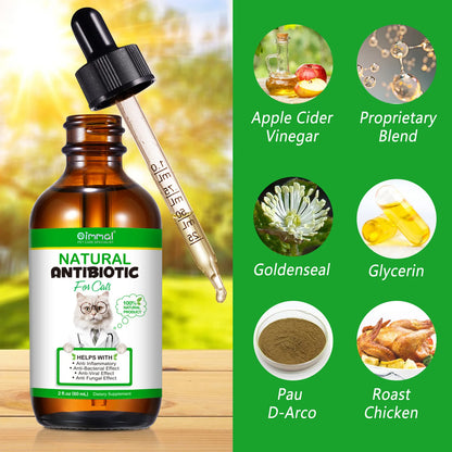 Natural Antibiotic for Cats Helps with Anti Inflammatory Anti-Bacterial Effect Anti-Viral Effect Anti Fungal Effect Supplement