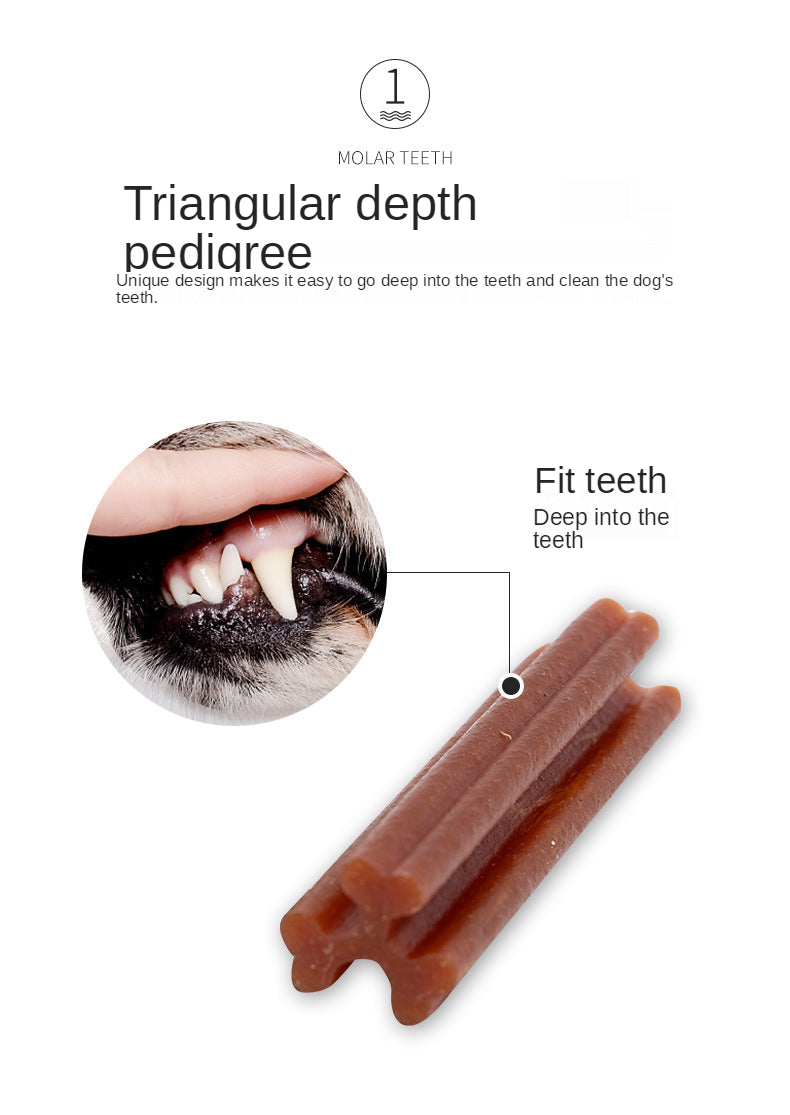 Snacks, snacks, dogs, snacks, teeth bars, chewing gum, cleaning teeth.