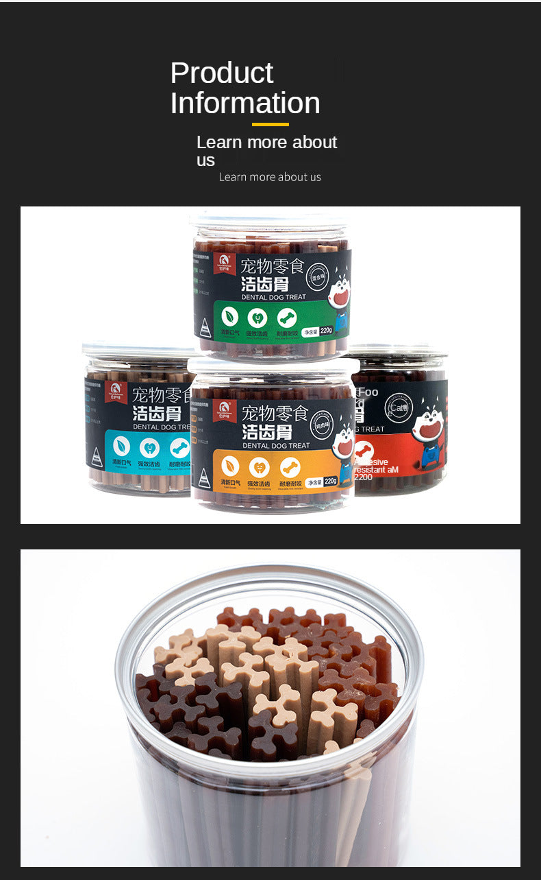 Snacks, snacks, dogs, snacks, teeth bars, chewing gum, cleaning teeth.