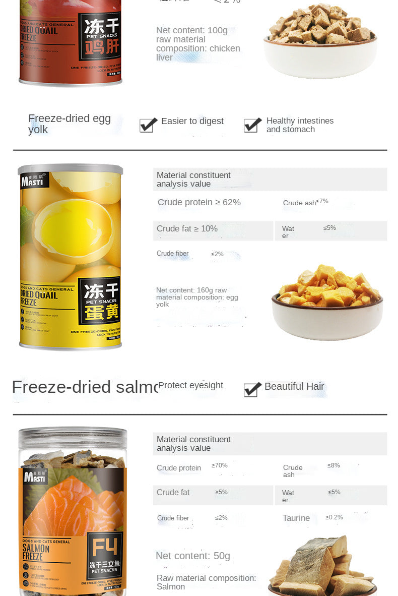Max Chicken Pet Freeze Dried Snacks, Salmon Egg Yolk, Dog Snacks, Cat Snacks