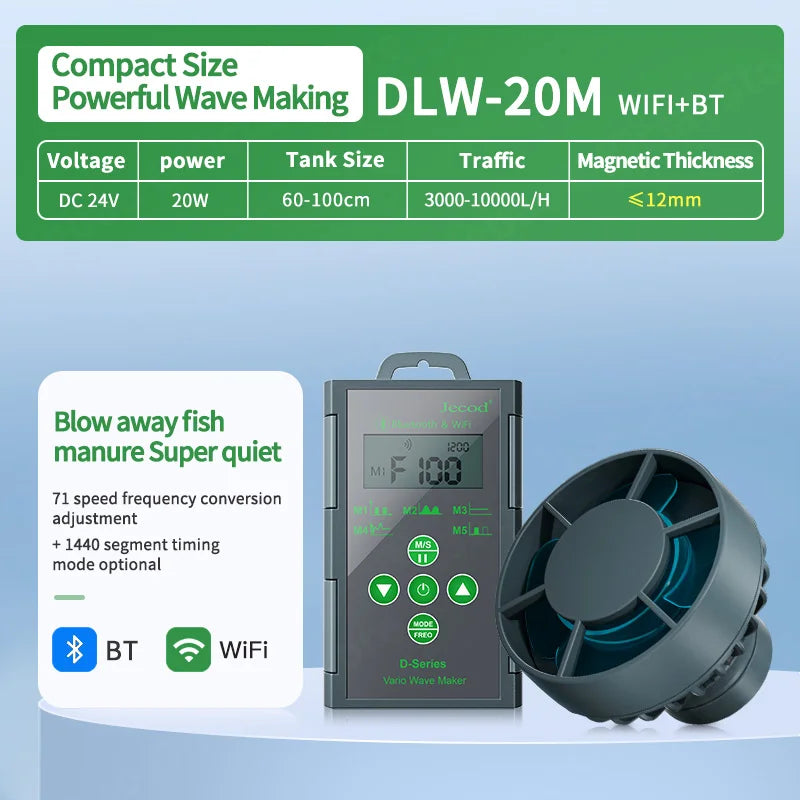 Jebao Jecod DLW Series Aquarium Smart Wave Maker Flow Pump with WiFi LCD Controller for Fish Tank
