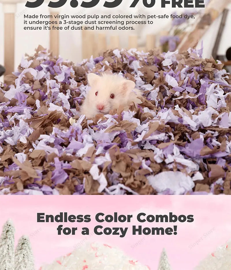 Hamster Bedding Dust-Free Guinea Pig Paper Bedding Odor Control Paper Bedding, Cozy Animal Bedding for Rabbit Rat Syrian Dwarf