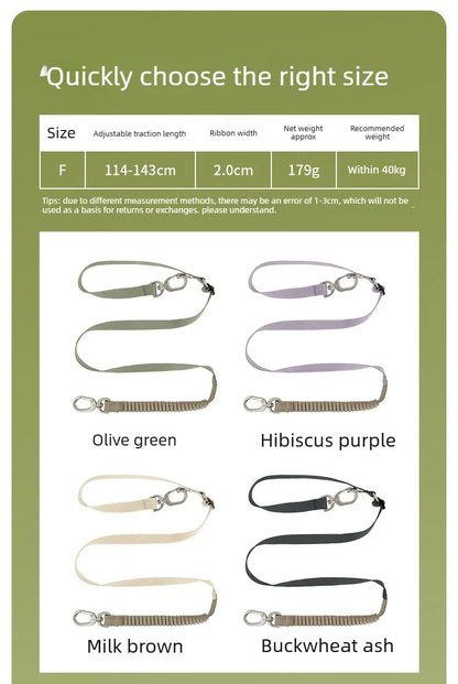 Multi-Functional Dog Leash Anti-Burst Shock Absorption Hands-Free Waist Shoulder Strap Adjustable 114-143cm for 40kg