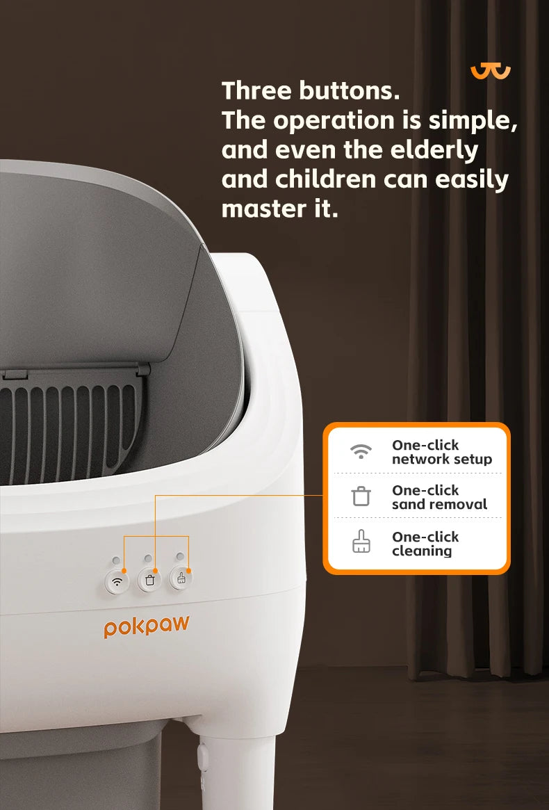 Pokpaw CL16 Smart Cat Litter Box with App Control 76L Self-cleaning Automatic Semi Enclosed Cat Litter Box Cat Toilet Supplies