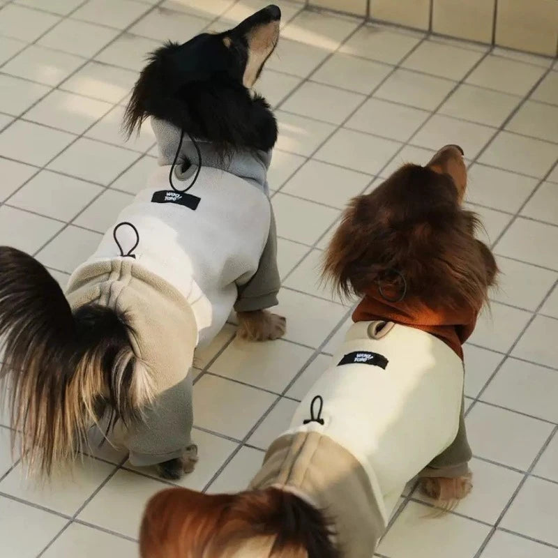 Fashion Thickened 4-legged Dachshund Dog Clothes Winter Soft Waxy Heating Antistatic Double-sided Fleece Dachshund Cotton Home