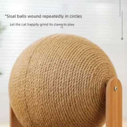 2-in-1 Wooden Cat Scratching Ball And Sisal Scratch Board Durable Solid Wood Paw Toy for Cats And Kittens Pet Supplies