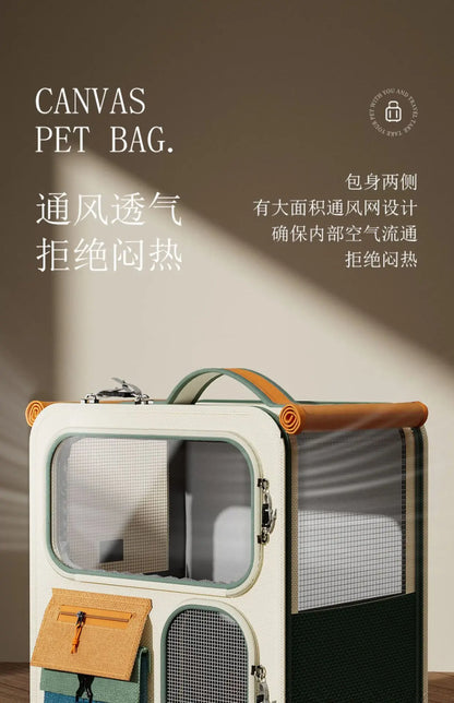 Cat bag out large capacity suitcase multi-cat pet portable cat multi-function wheel trolley case transparent backpack
