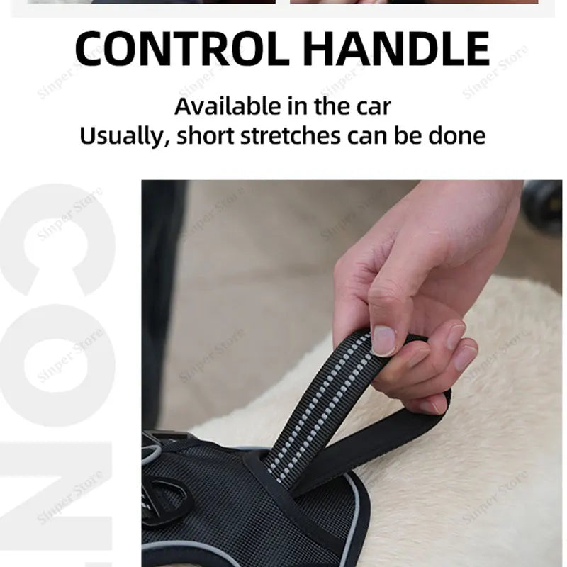 Dog Harness for Large Dogs Heavy Duty No Pull Service Dog Vest with Dog Seat Belt Reflective Adjustable Pet Harnes