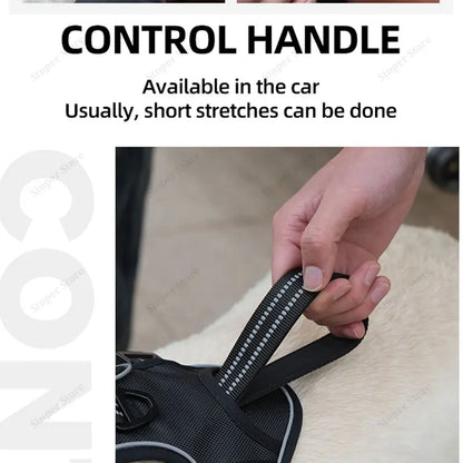 Dog Harness for Large Dogs Heavy Duty No Pull Service Dog Vest with Dog Seat Belt Reflective Adjustable Pet Harnes