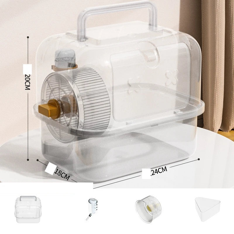Acrylic Transparent Panoramic Hamster Cage Luxury Villa Hideout House Large Habitat Playpen for Small Pet Syrian Dwarf Hamster
