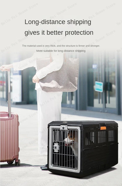 Portable foldable dog cage Oversized breathable pet airline box Car pet cage for traveling Multi-function foldable pet cage