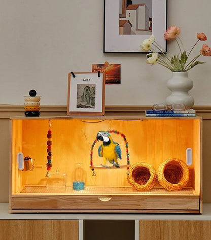 Wooden Bird Cage Parrot Pigeon Birds House with Drawers Ventilate Large Space Bird Nests Home Birds Breeding Box Aviary Pigeon