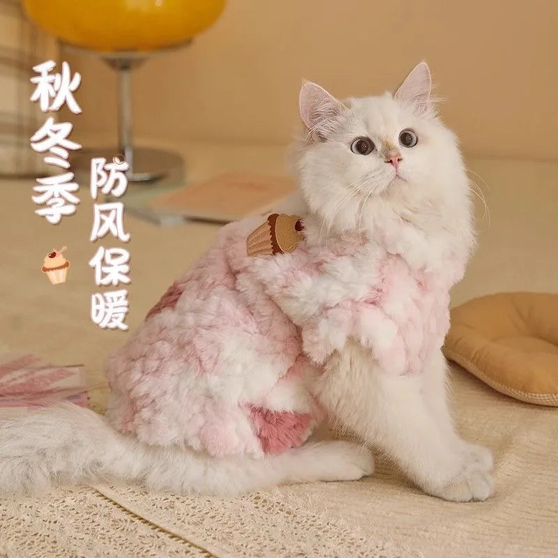 Warm Cat Vest Kitten Ragdoll British Shorthair Silver Shaded Cat Winter Autumn Clothes Cute Small Cat Outfit Cozy Pet Apparel