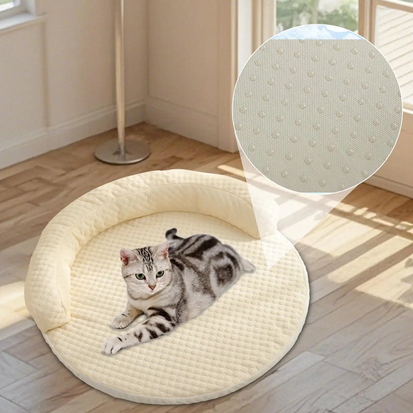 1pcs New Product Summer Pet Cool Pad Dog Kennel Summer Iced Bean Breathable Cool Pet Mat Round Cat Cushion Dog Bed Supplies
