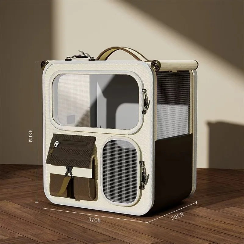 Cat bag out large capacity suitcase multi-cat pet portable cat multi-function wheel trolley case transparent backpack