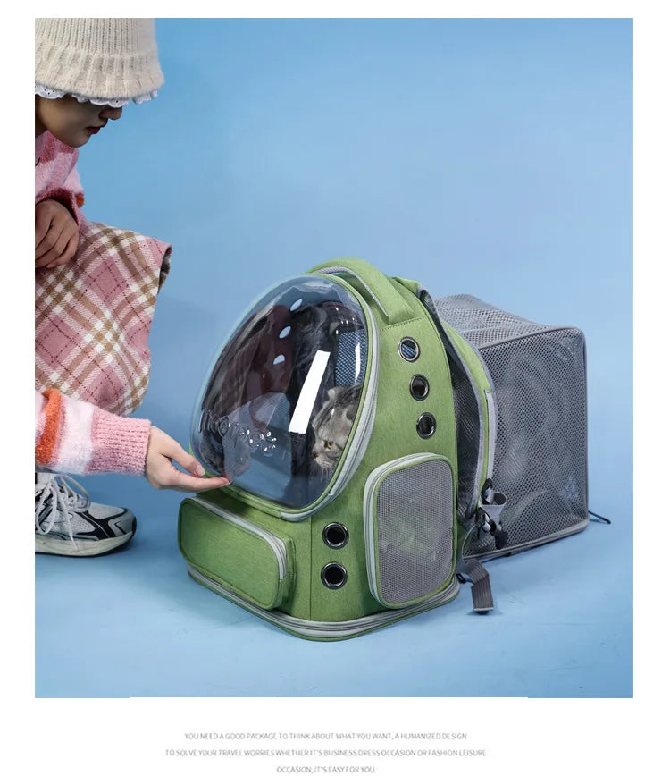 Expandable Large Capacity Pet Cat Carrying Bag Breathable Backpacks For Small Dogs Cats Outgoing Travel Airline Transport