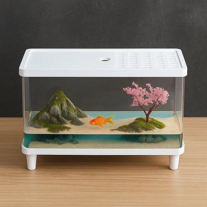 Multifunctional Transparent Reptile Terrarium Visual Breathable Lizard Breeding Box with Cover Reptile Habitat Landscaping