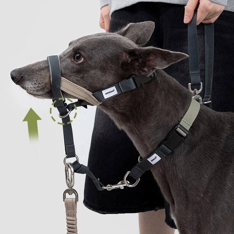Soft Dog Head Collar Patented Padded No Pull Head Halter Training Nose Leash with Safety Link for Medium Large Dogs Adjustable