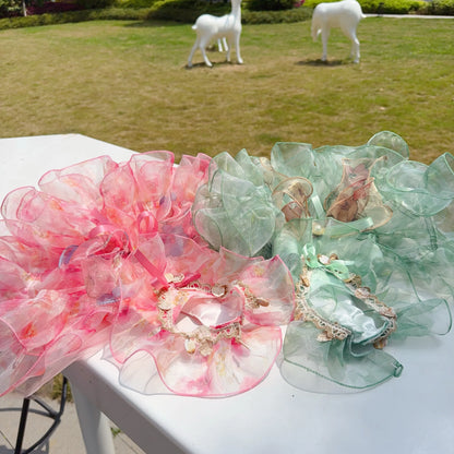 Summer Luxury Pink Green Puppy Dog Cats Clothing Chihuahua Handmade Lace Sling Princess Dresses For Small Medium Dog Pet Clothes