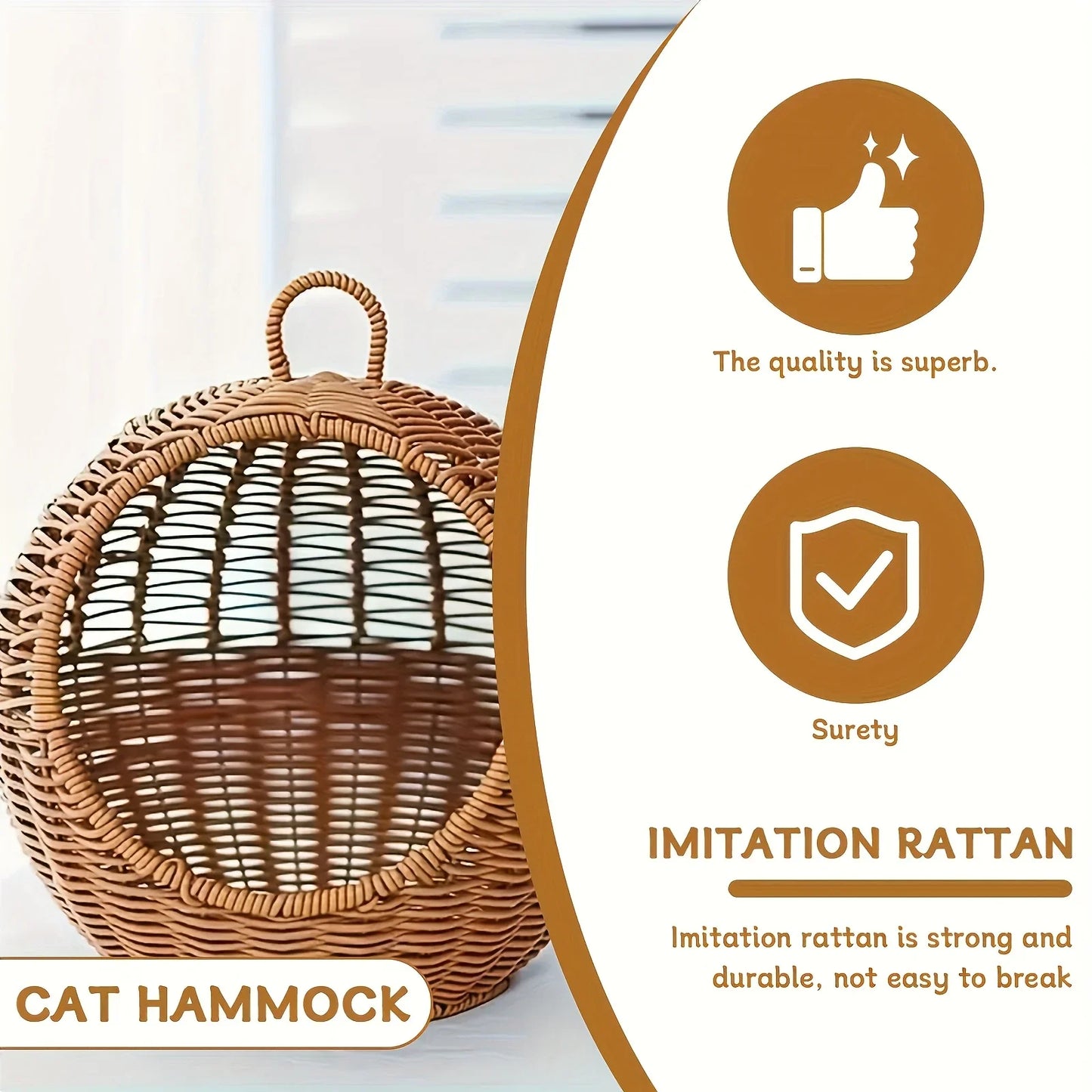 Luxury Fruit Basket Cat Hammock bed Hand Woven Storage Basket Comfortable Heavy Carton Packaging Not Easy To Damage for Pets