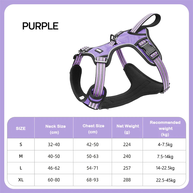 Dog Harness for Large Dogs Heavy Duty No Pull Service Dog Vest with Dog Seat Belt Reflective Adjustable Pet Harnes