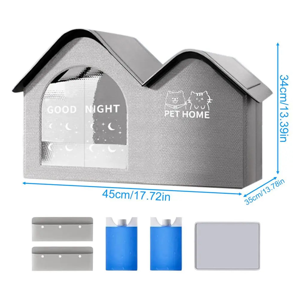 Cooling Cat House Aluminum Foil Insulated Cat Cooling House Tear Resistant Shade Tent Cave Spacious Shelter For Apartment Patio