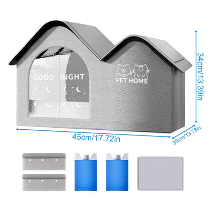 Cooling Cat House Aluminum Foil Insulated Cat Cooling House Tear Resistant Shade Tent Cave Spacious Shelter For Apartment Patio