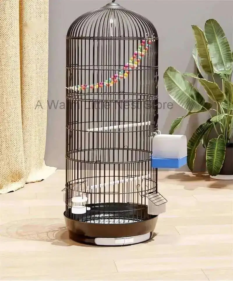 Wrought Retro Household Bird Nordic Round Iron Metal Parrot Cage Large Size Luxury Bird Villa Creative White Parrot House L