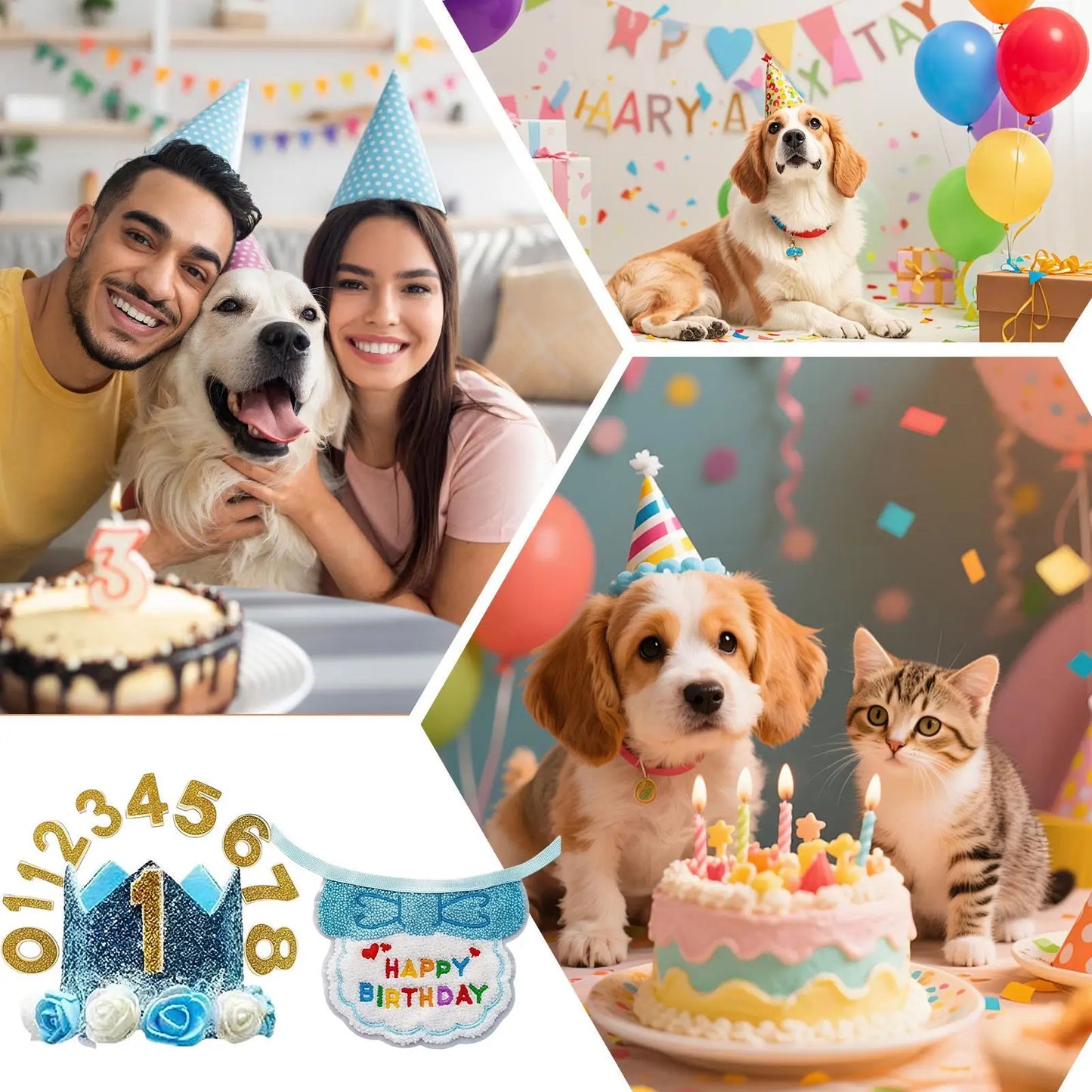 Dog Birthday Party Decorations Adjustable Collar Hat With Number Dogs Birthday Party Supplies For Pet Cat Adoption Small Animal