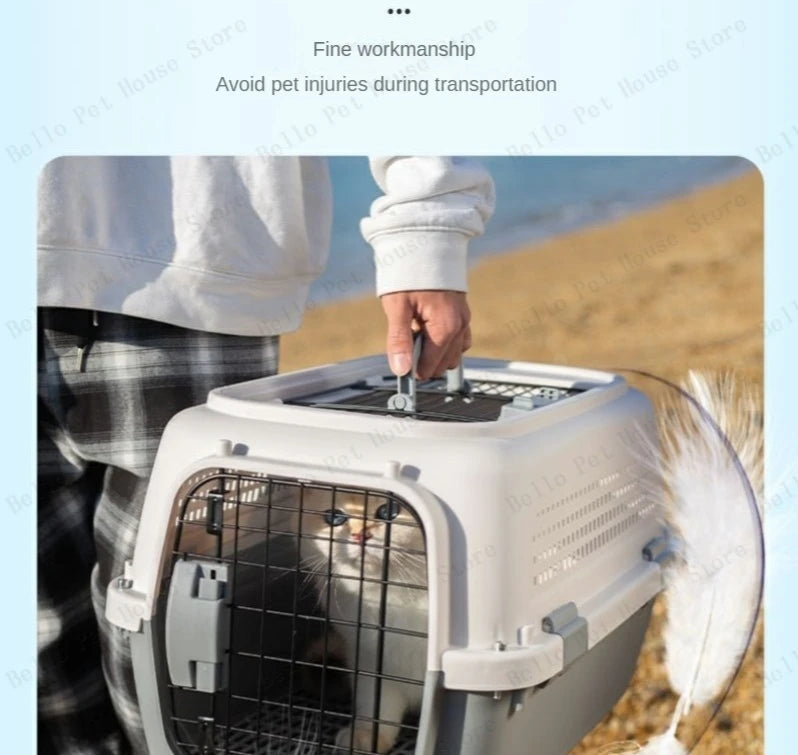 Sturdy Pet Airline Box Ventilated Dog Shipping Box Multi-purpose Cat Cage Portable Pet Transport Cage Pet Supplies