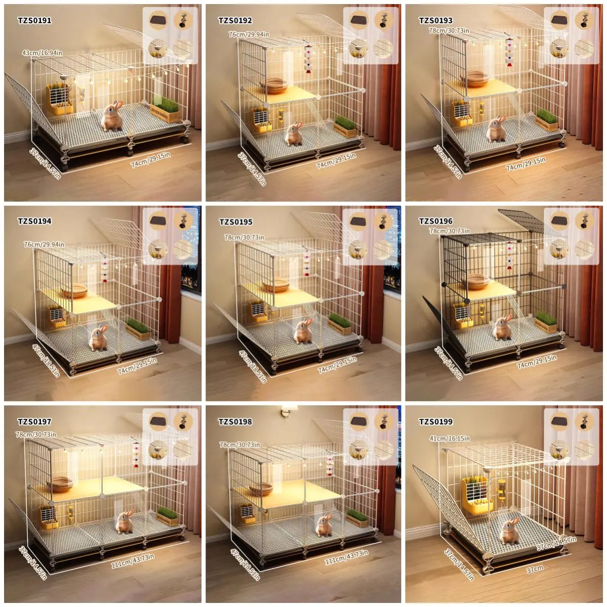 Rabbit Cage with Large Space for Home Use, Large Villa-Style Rabbit Nest with Toilet