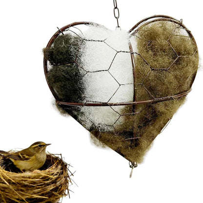 Alpaca Fiber Bird Nesting Heart - Handmade Alpaca Bird Nesting Material Holder, Outdoor Wild Bird Winter Shelter, for Bird Lover