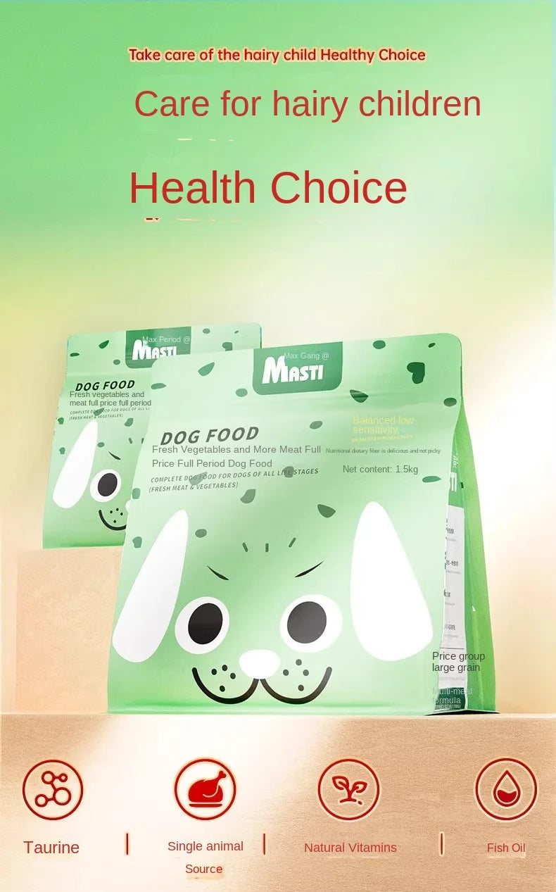 1 Bag Fresh Vegetable and Meat Dog Food 1.5kg 500g Bagged All-Stage Nutritional Dogs Foods Universal Wholesale