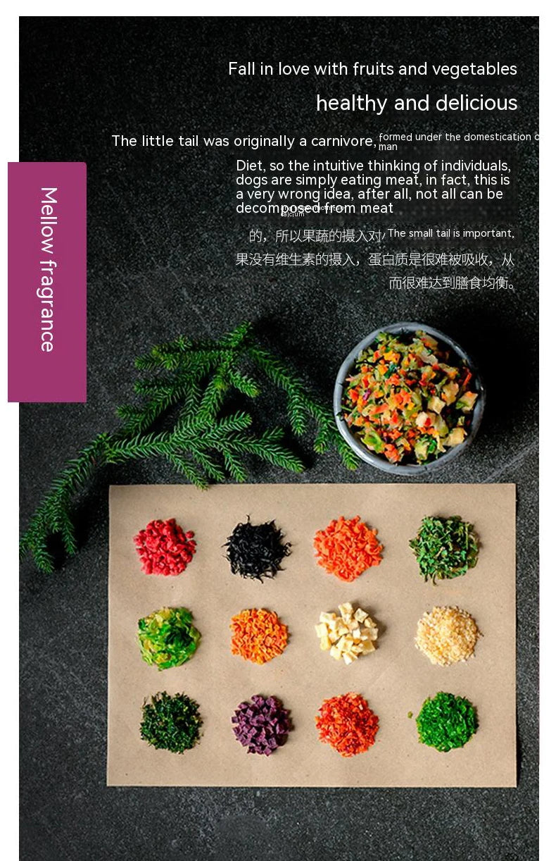Pet snacks fruits and vegetables dried vegetables dog food mate mixed dehydrated freeze dried nutritious food