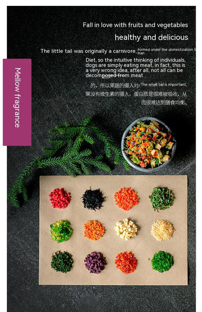 Pet snacks fruits and vegetables dried vegetables dog food mate mixed dehydrated freeze dried nutritious food