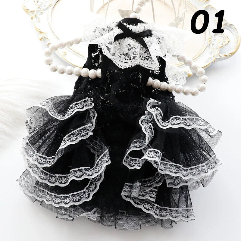 Cat Princess Dresses Dog Lace Mesh Dress Spring/Summer Thin Clothes for Small Dogs Cats Pets Sweet Clothing